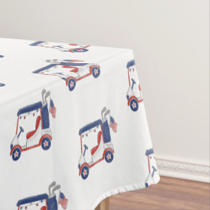 Patriotic Golf Cart / 4th of July Party Decor Tablecloth