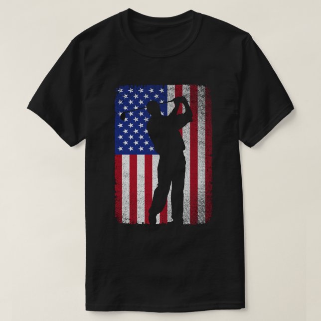 Patriotic Golf Golfing American Flag 4th Of July  T-Shirt (Design Front)