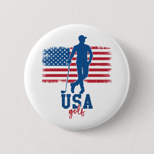 Patriotic Golf USA 2 Inch Round Button