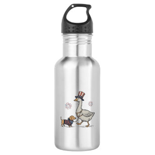 Patriotic Goose and Dachshund Vintage Shirt Design 532 Ml Water Bottle