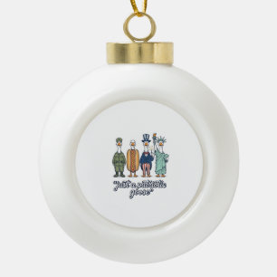 Patriotic Goose Lineup Vintage Vector Shirt_1 Ceramic Ball Christmas Ornament