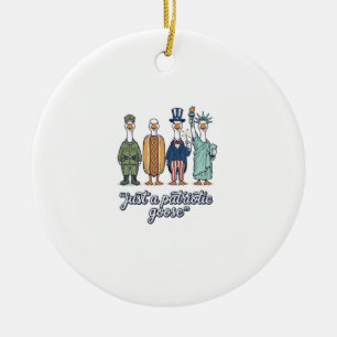 Patriotic Goose Lineup Vintage Vector Shirt_1 Ceramic Ornament