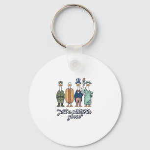 Patriotic Goose Lineup Vintage Vector Shirt_1 Keychain
