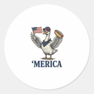 Patriotic Goose 'Merica Hot Dog Vintage Shirt Desi Classic Round Sticker