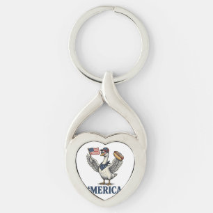 Patriotic Goose 'Merica Hot Dog Vintage Shirt Desi Keychain