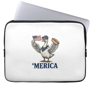 Patriotic Goose 'Merica Hot Dog Vintage Shirt Desi Laptop Sleeve