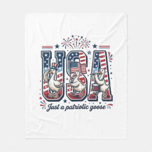 Patriotic Goose USA Vintage Fourth of July Shirt ( Fleece Blanket