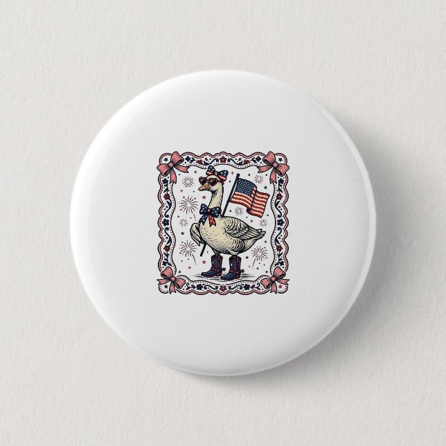 Patriotic Goose Vintage Engraving 2 Inch Round Button (Front)