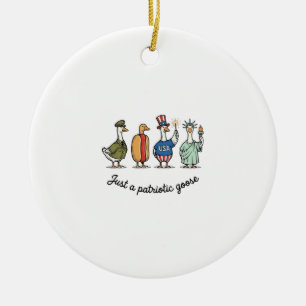 Patriotic Goose Vintage Engraving Funny USA Shirt  Ceramic Ornament