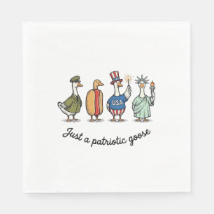 Patriotic Goose Vintage Engraving Funny USA Shirt Napkin