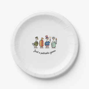 Patriotic Goose Vintage Engraving Funny USA Shirt Paper Plate