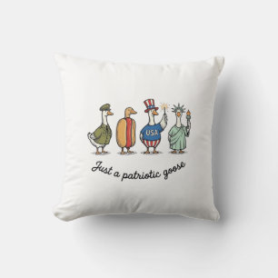 Patriotic Goose Vintage Engraving Funny USA Shirt  Throw Pillow