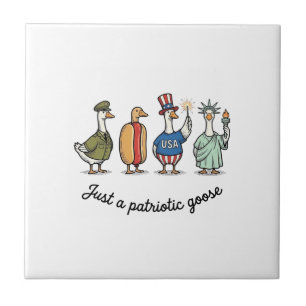 Patriotic Goose Vintage Engraving Funny USA Shirt  Tile