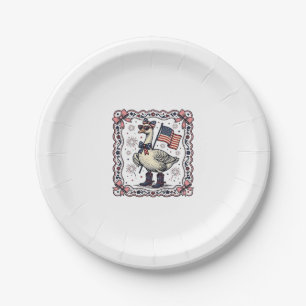 Patriotic Goose Vintage Engraving Paper Plate