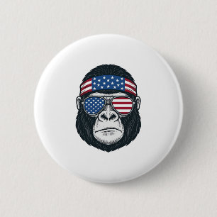 Patriotic Gorilla Face Vintage Engraving Vector_1 2 Inch Round Button