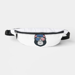 Patriotic Gorilla Face Vintage Engraving Vector_1 Fanny Pack