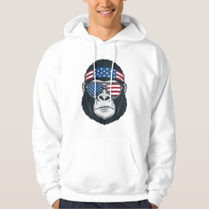 Patriotic Gorilla Face Vintage Engraving Vector_1 Hoodie