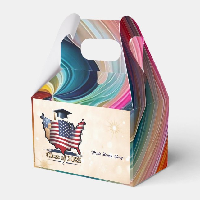 "Patriotic Graduation Party Supplies" Favor Box (Front Side)