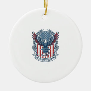 Patriotic Graduation Vector Graphic Tee Ceramic Ornament