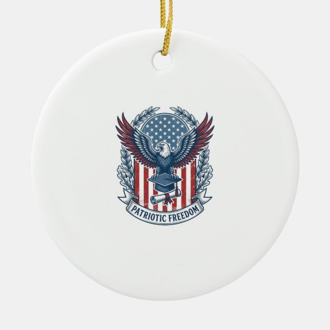 Patriotic Graduation Vector Graphic Tee Ceramic Ornament (Front)