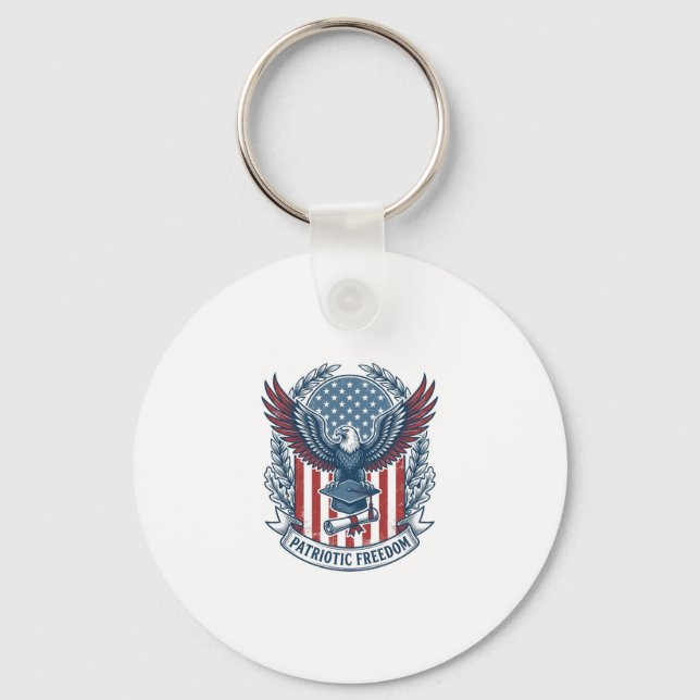 Patriotic Graduation Vector Graphic Tee Keychain (Front)