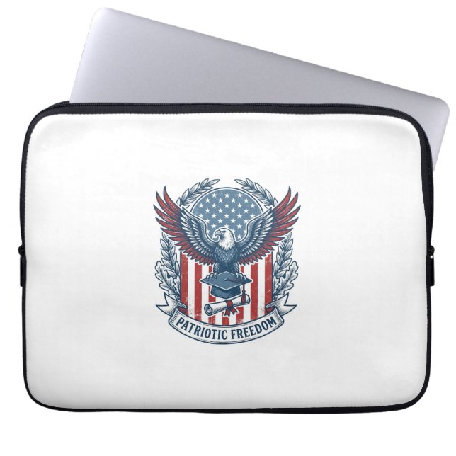 Patriotic Graduation Vector Graphic Tee Laptop Sleeve (Front)