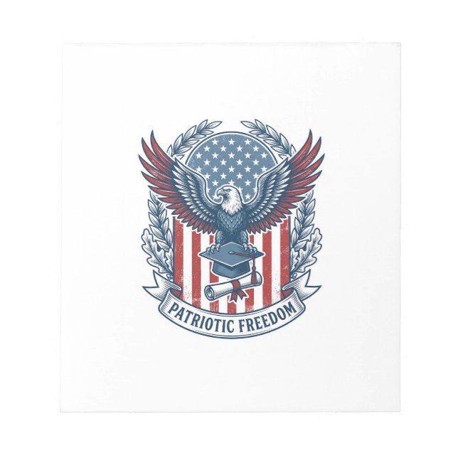 Patriotic Graduation Vector Graphic Tee Notepad (Front)