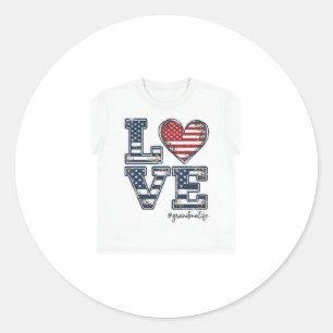 Patriotic Grandma Life Love Vintage Shirt Design_1 Classic Round Sticker