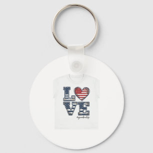 Patriotic Grandma Life Love Vintage Shirt Design_1 Keychain