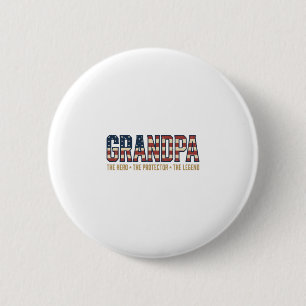 Patriotic Grandpa Hero Protector Legend Vector Des 2 Inch Round Button