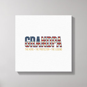 Patriotic Grandpa Hero Protector Legend Vector Des Canvas Print