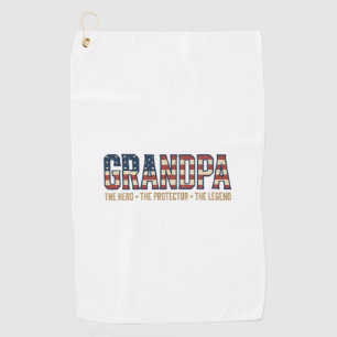 Patriotic Grandpa Hero Protector Legend Vector Des Golf Towel