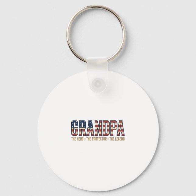 Patriotic Grandpa Hero Protector Legend Vector Des Keychain (Front)