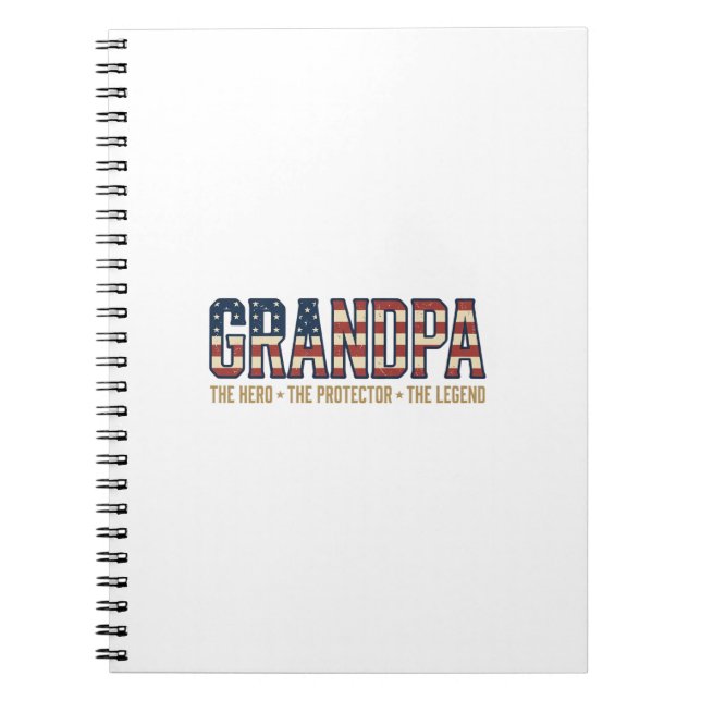 Patriotic Grandpa Hero Protector Legend Vector Des Notebook (Front)