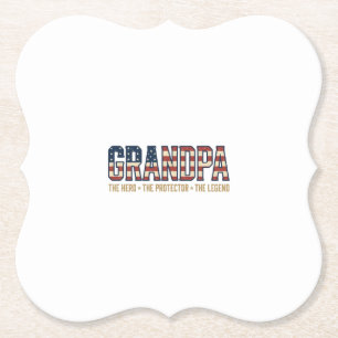 Patriotic Grandpa Hero Protector Legend Vector Des Paper Coaster