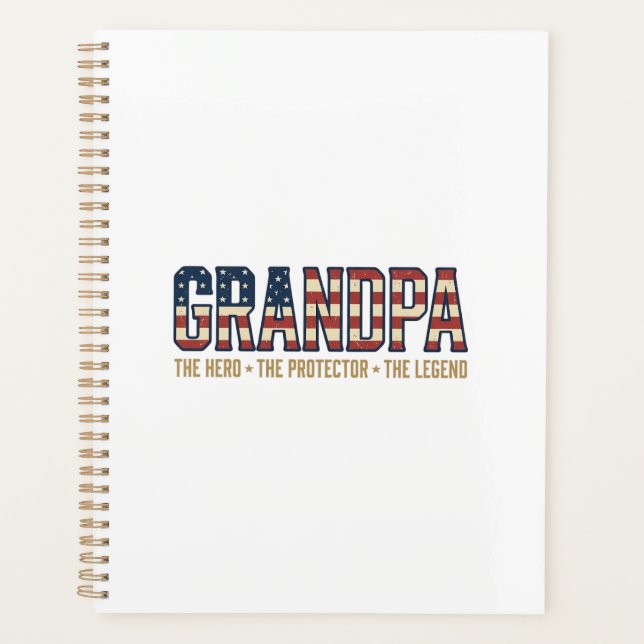 Patriotic Grandpa Hero Protector Legend Vector Des Planner (Front)