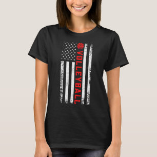 Patriotic Graphic American Flag Women Men Volleyba T-Shirt
