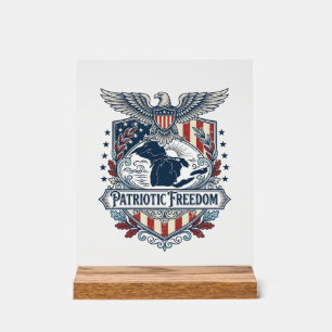Patriotic Great Lakes Pride Vector Graphic Tee_1 Acrylic Sign