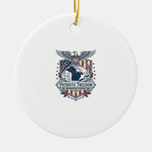 Patriotic Great Lakes Pride Vector Graphic Tee_1 Ceramic Ornament
