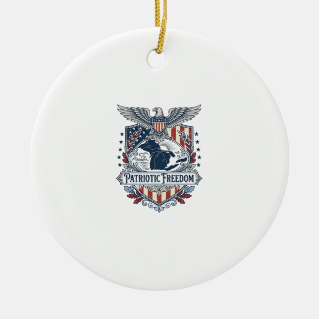 Patriotic Great Lakes Pride Vector Graphic Tee_1 Ceramic Ornament (Front)