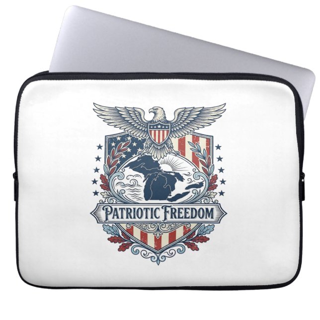 Patriotic Great Lakes Pride Vector Graphic Tee_1 Laptop Sleeve (Front)