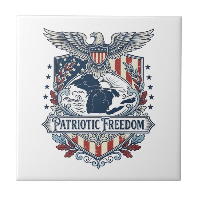 Patriotic Great Lakes Pride Vector Graphic Tee_1 Tile (Front)