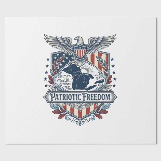Patriotic Great Lakes Pride Vector Graphic Tee_1 Wrapping Paper (Flat)