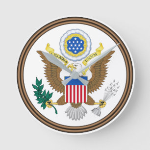 Patriotic Great Seal of the United States  Round Clock