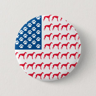 Patriotic Greyhound Dog 2 Inch Round Button