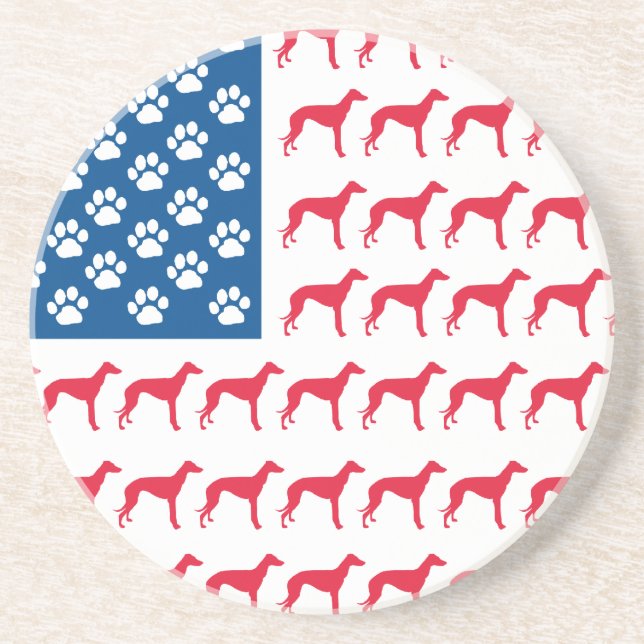 Patriotic Greyhound Dog Coaster (Front)
