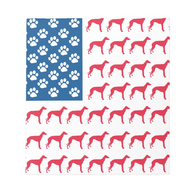 Patriotic Greyhound Dog Notepad (Front)