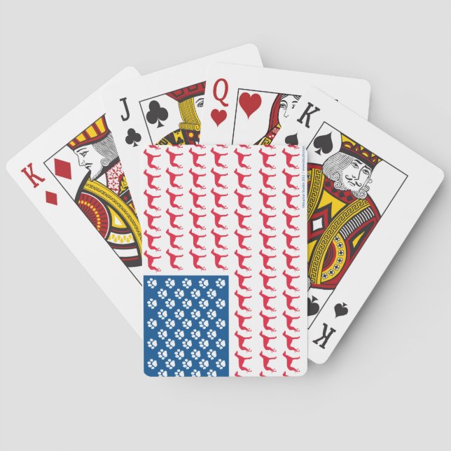 Patriotic Greyhound Dog Playing Cards (Back)