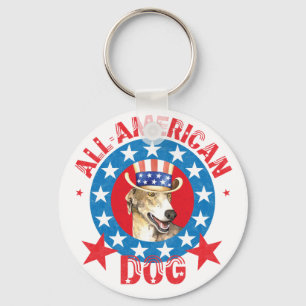 Patriotic Greyhound Keychain