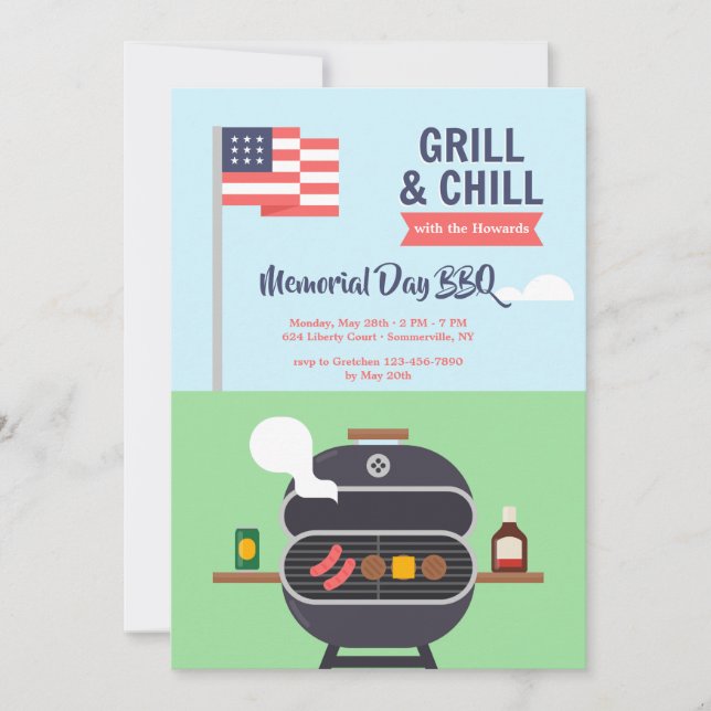 Patriotic Grill and Chill Invitation (Front)